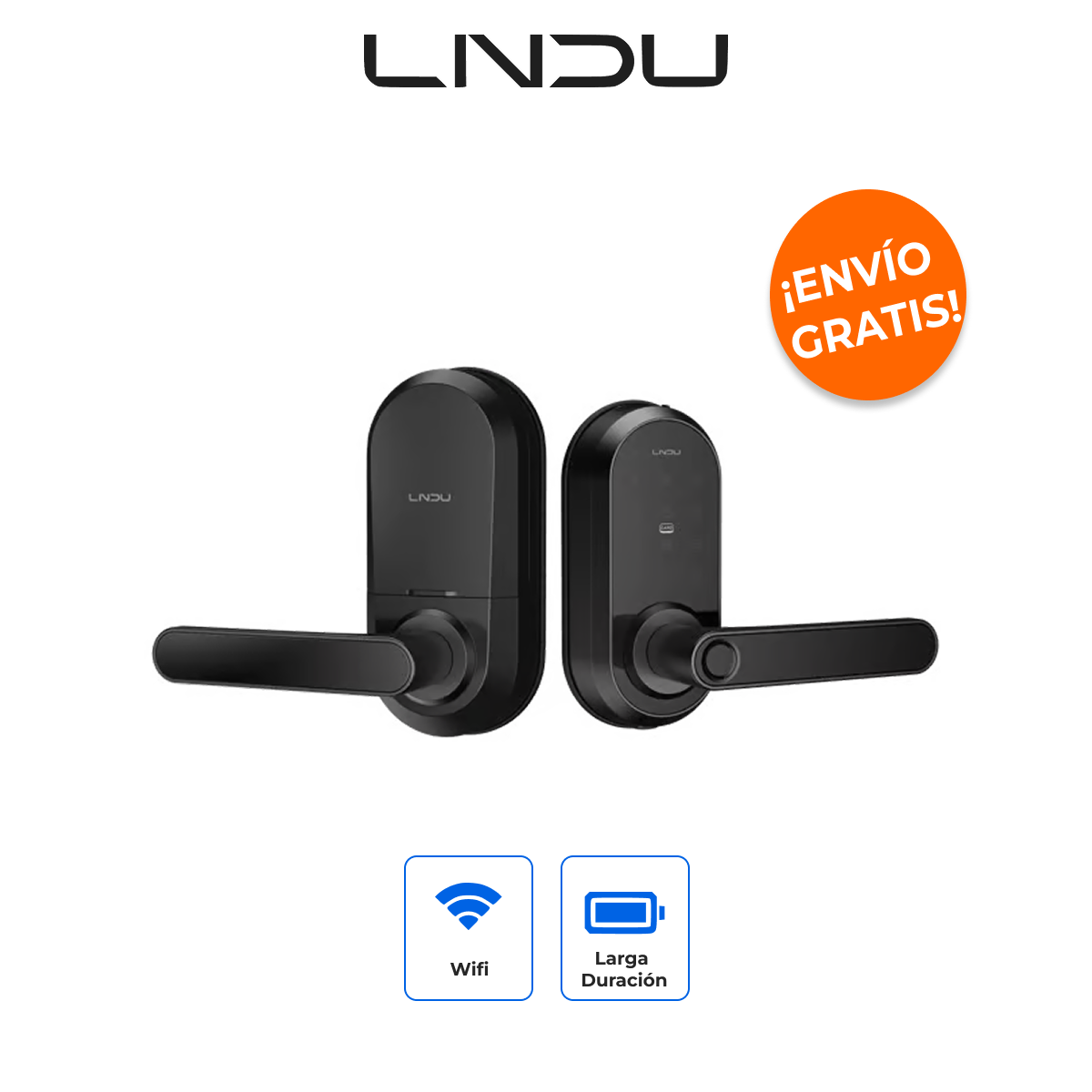 LNDU T225 Cerradura Inteligente WiFi con Huella, Teclado Táctil y Función de Paso Libre