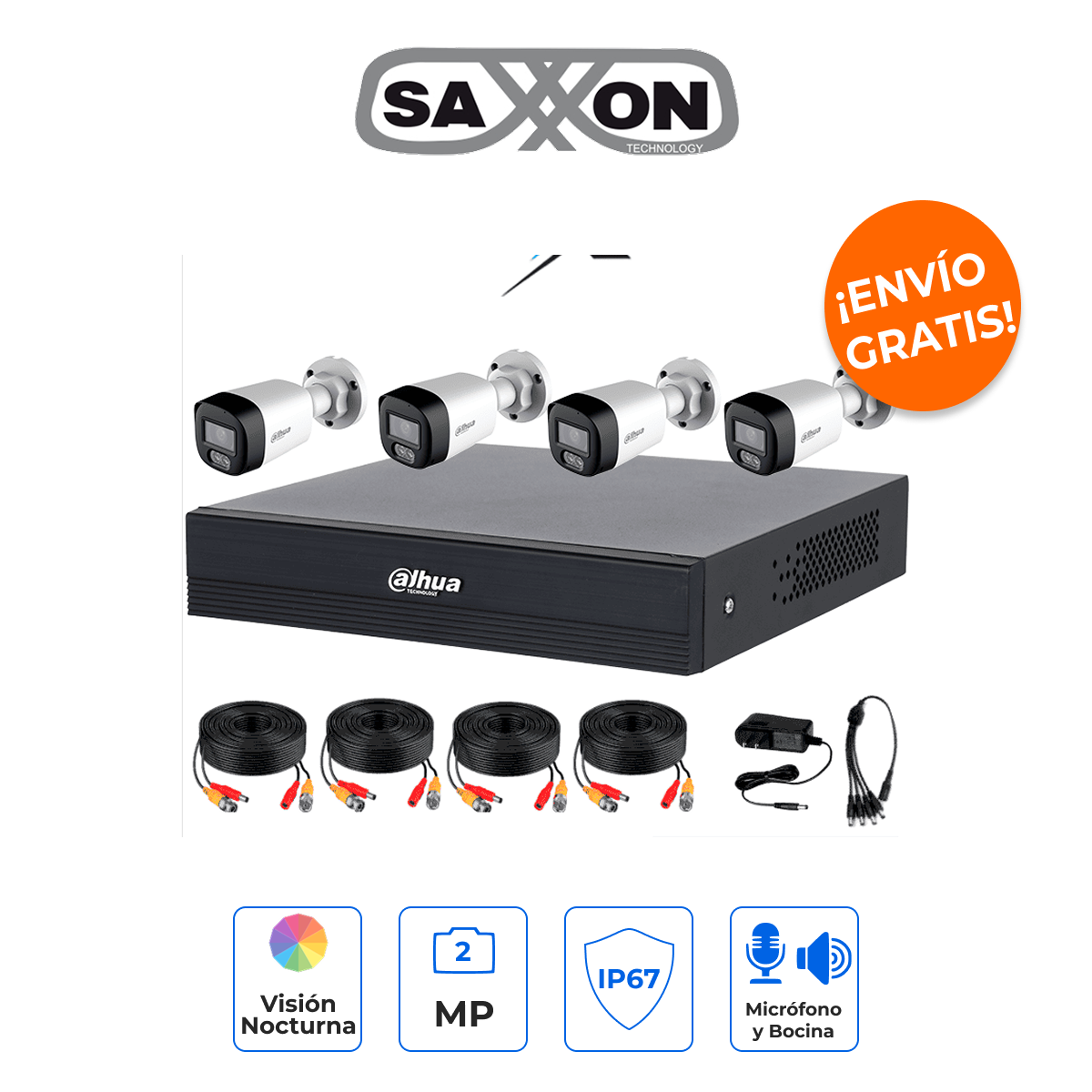 Dahua DH-KIT/XVR1B04-I/T - Kit Inteligente con Iluminador Dual, Audio Bidireccional y IA WizSense
