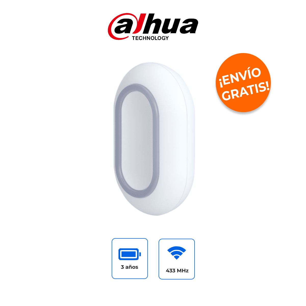 Dahua DHI-ARD821-W2 - Botón de Pánico Inalámbrico AirShield con Prevención de Falsos Disparos