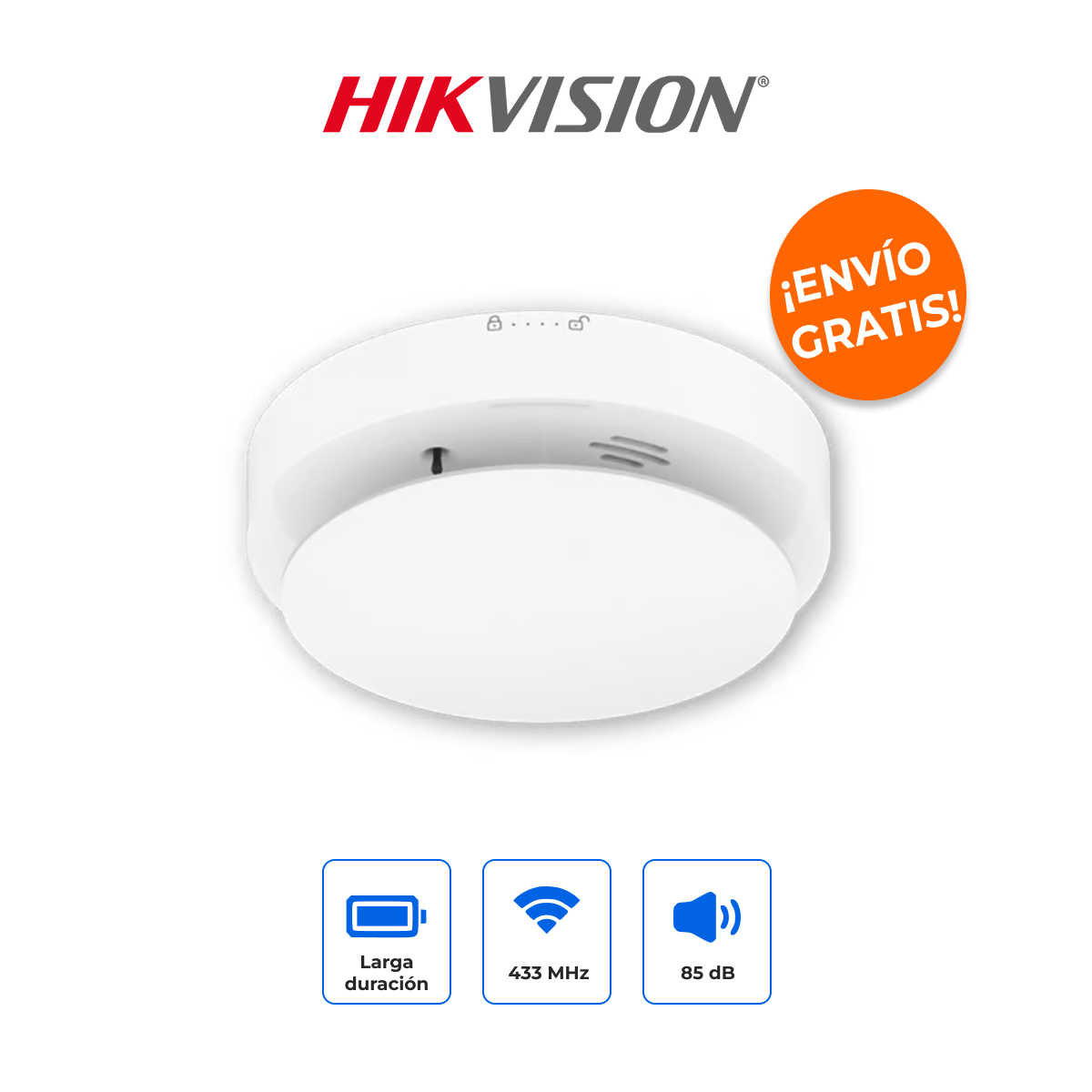 HIKVISION DS-PD452SMK-WB Detector Inalámbrico de Humo, Calor y Monóxido de Carbono Pro