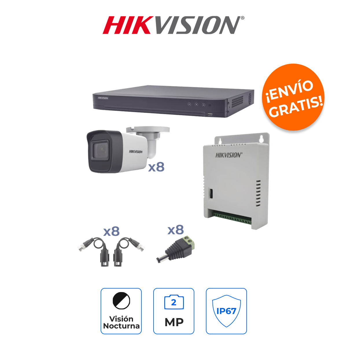 Hikvision KH1080P8BW - Kit TurboHD con Reconocimiento Facial y Cámaras Bala de Gran Alcance