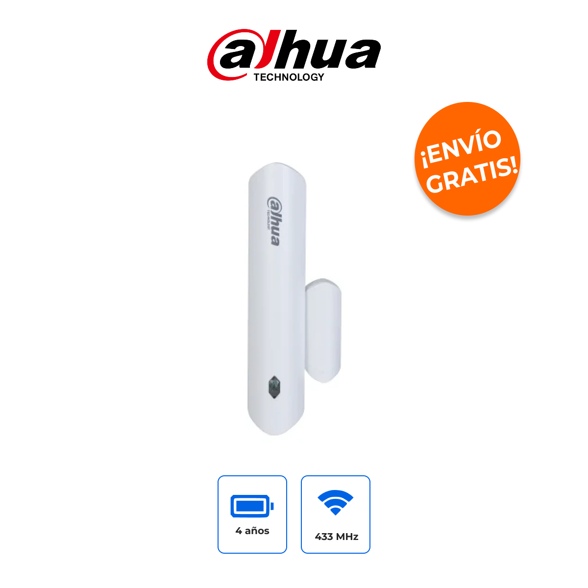 DAHUA DHI-ARD323-W2(S) Contacto Magnético Inalámbrico con Medición de Temperatura y AirShield