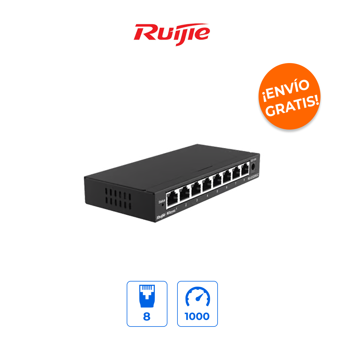 Ruijie RG-ES208GC Switch Administrable 8 Puertos Gigabit