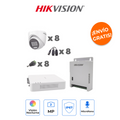 Hikvision KH1080P8EWFH - Kit TurboHD 1080p Profesional con Cámaras Eyeball de Visión Gran Angular y Audio