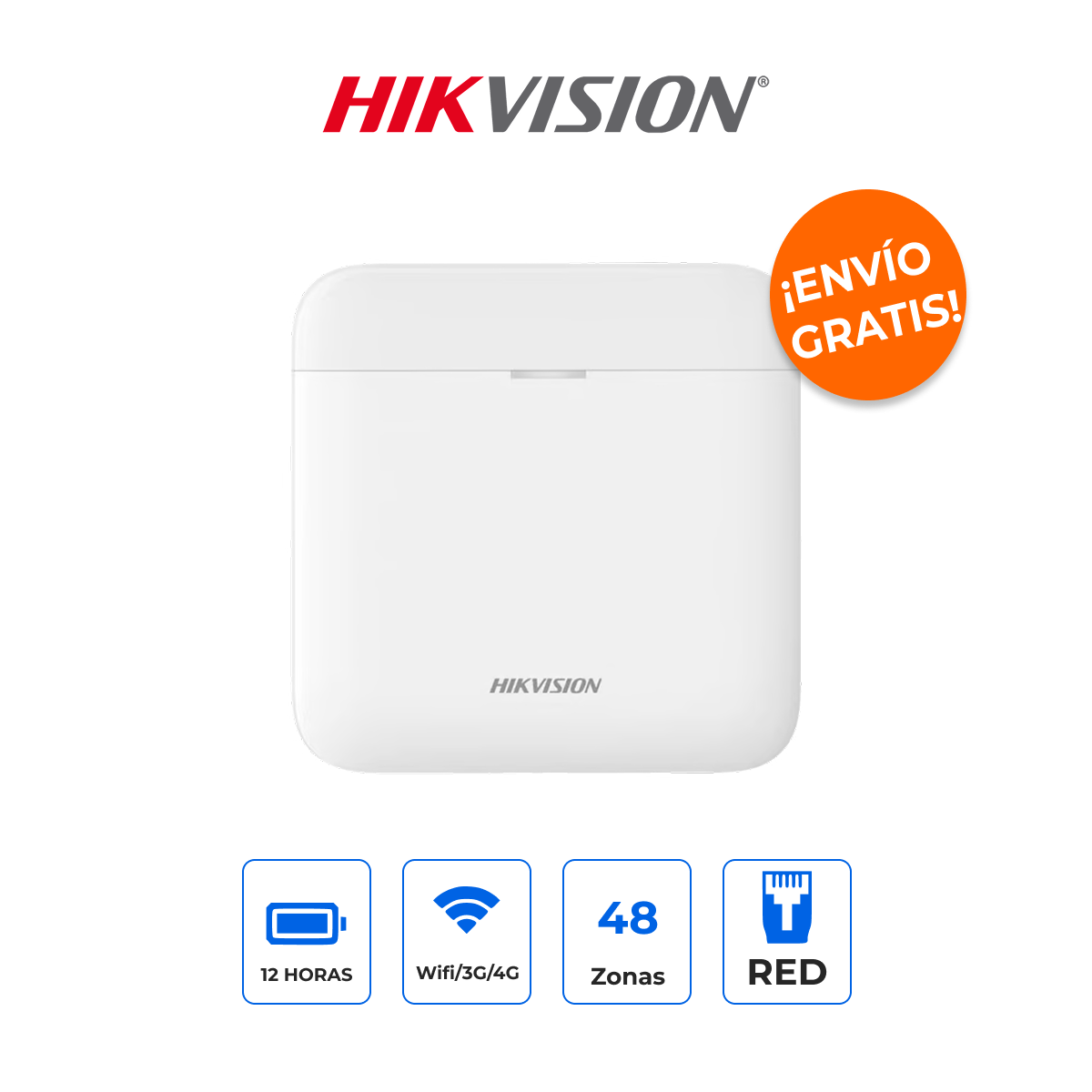 HIKVISION DS-PWA48-M-WB Panel de Alarma Inteligente AX PRO 48 Zonas con WiFi y Respaldo 4G LTE