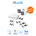 HILOOK HL-1080P-2B-TWA Kit de Seguridad 1080p con Audio Bidireccional y Visión a Color Nocturna