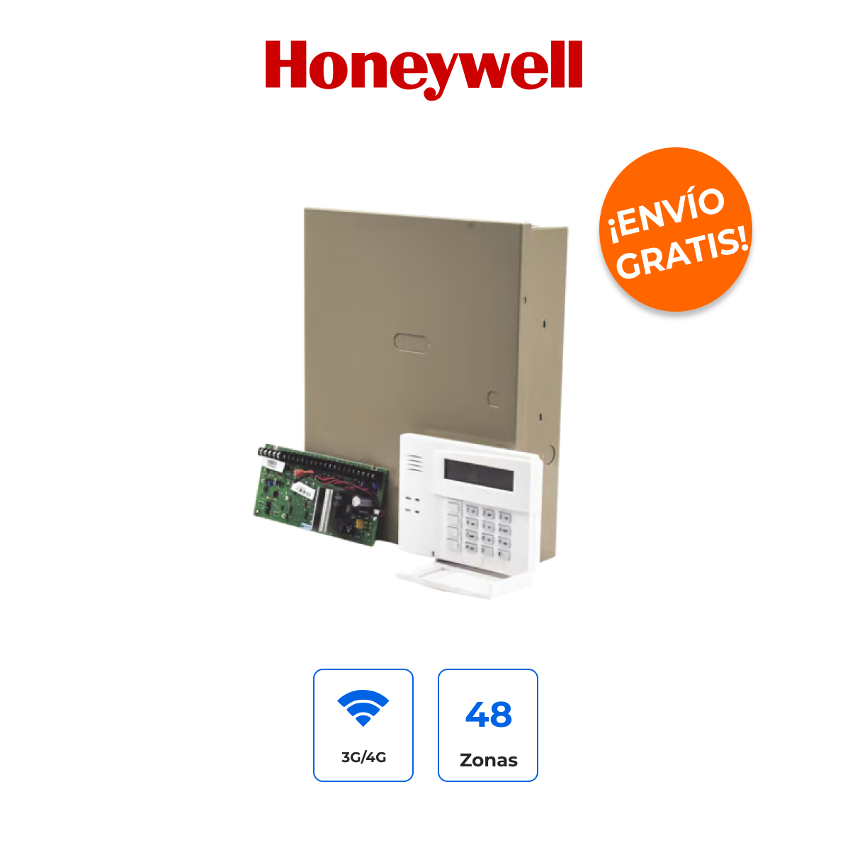 HONEYWELL VISTA-48/6160RF Panel de Alarma de 48 Zonas con Teclado Alfanumérico y Receptor RF