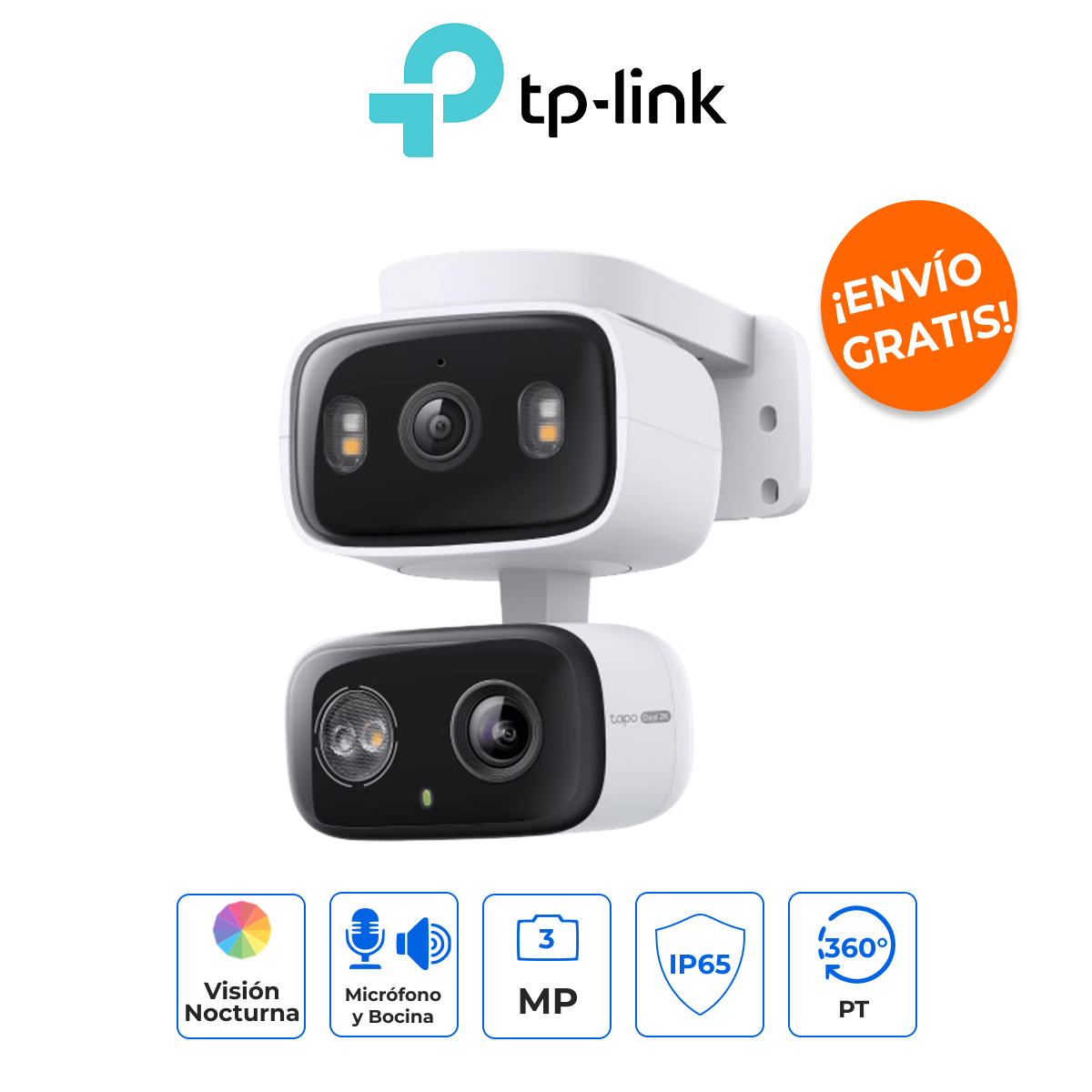 TP-LINK TAPO-C246D - Cámara de Seguridad Dual PTZ 2K+2K (6MP Total) con Doble Lente, Telefoto y Vista Simultánea