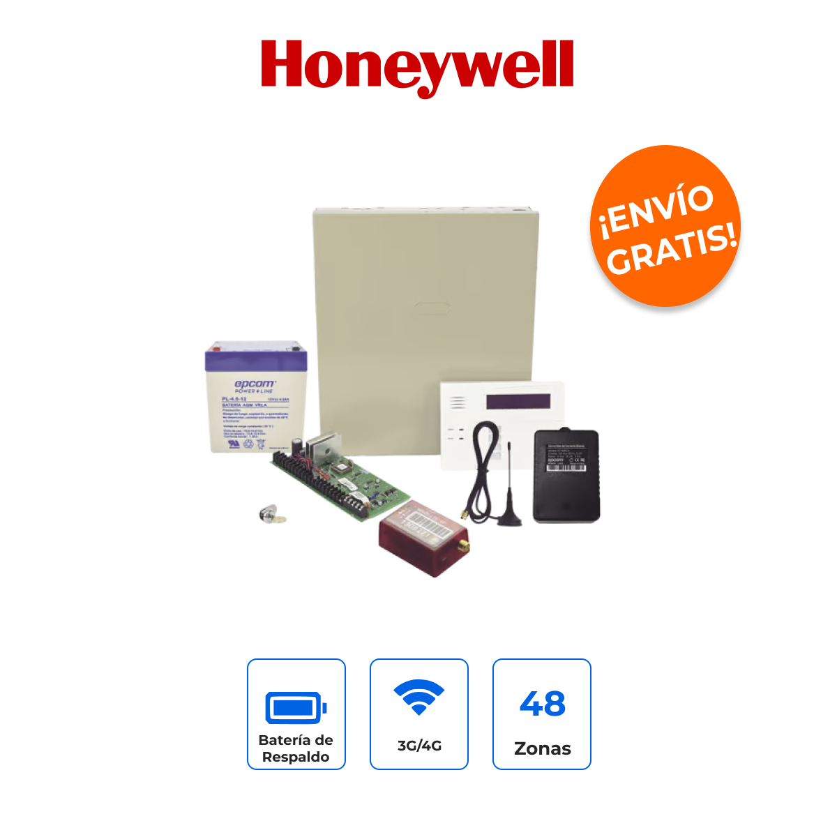 HONEYWELL VISTA48MN02/6160RF Kit de Alarma 5G con Teclado RF y 2 Años de Servicio Ilimitado