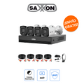 SAXXON SUA-KIT/XVR1E04-I/4-B20P-0280B - Kit de Vigilancia Full HD 1080p con 4 Cámaras y IA