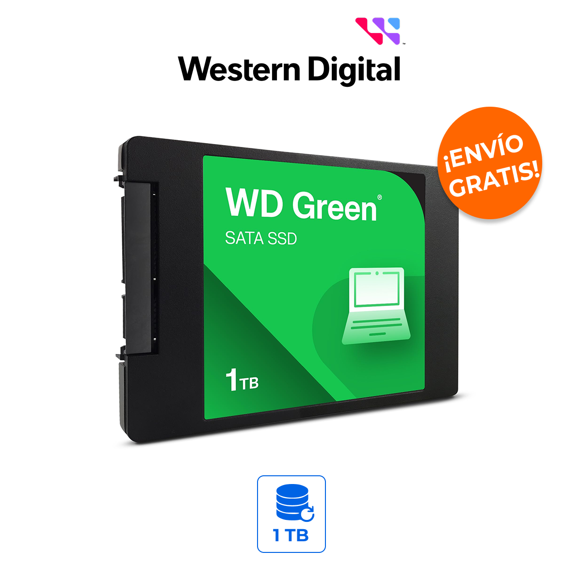 WESTERN DIGITAL WDS100T5G0A Unidad de Estado Sólido WD Green 1TB SATA III 2.5" de Bajo Consumo
