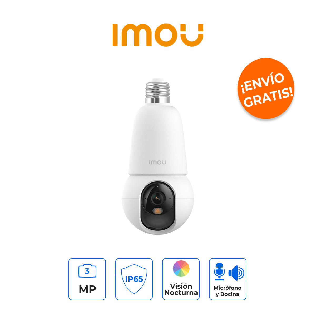 IMOU BulbCam 3MP - Cámara Tipo Foco con IA, Seguimiento Inteligente y Color 24/7