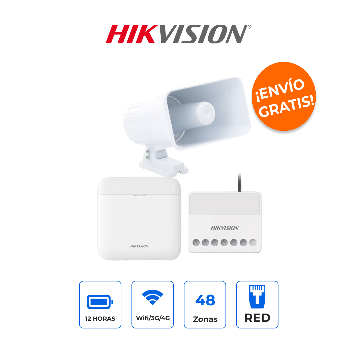 HIKVISION AXPRO-KIT-SIRENA-C Kit de Alarma WiFi AX PRO con Sirena Cableada de Alta Potencia 30W