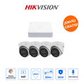 HIKVISION KIPCV2M/4T Kit IP 2MP con NVR PoE y 4 Cámaras Turret ColorVu con Micrófono e IA