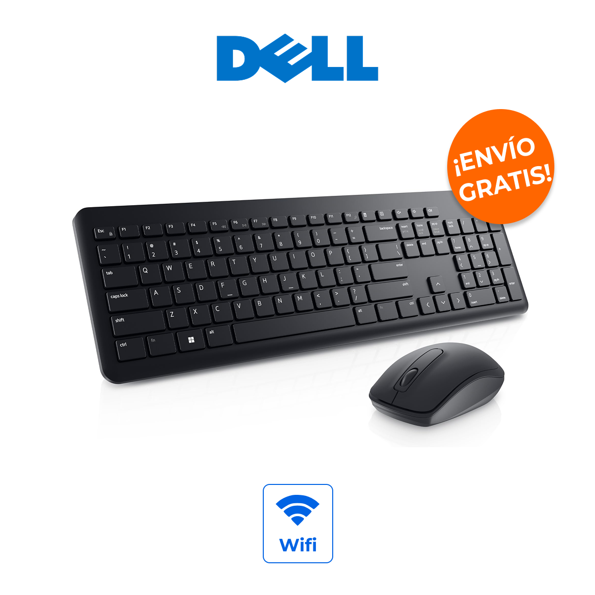 DELL KM3322W Kit de Teclado y Mouse Inalámbrico Pro Negro Español 1000 PPP