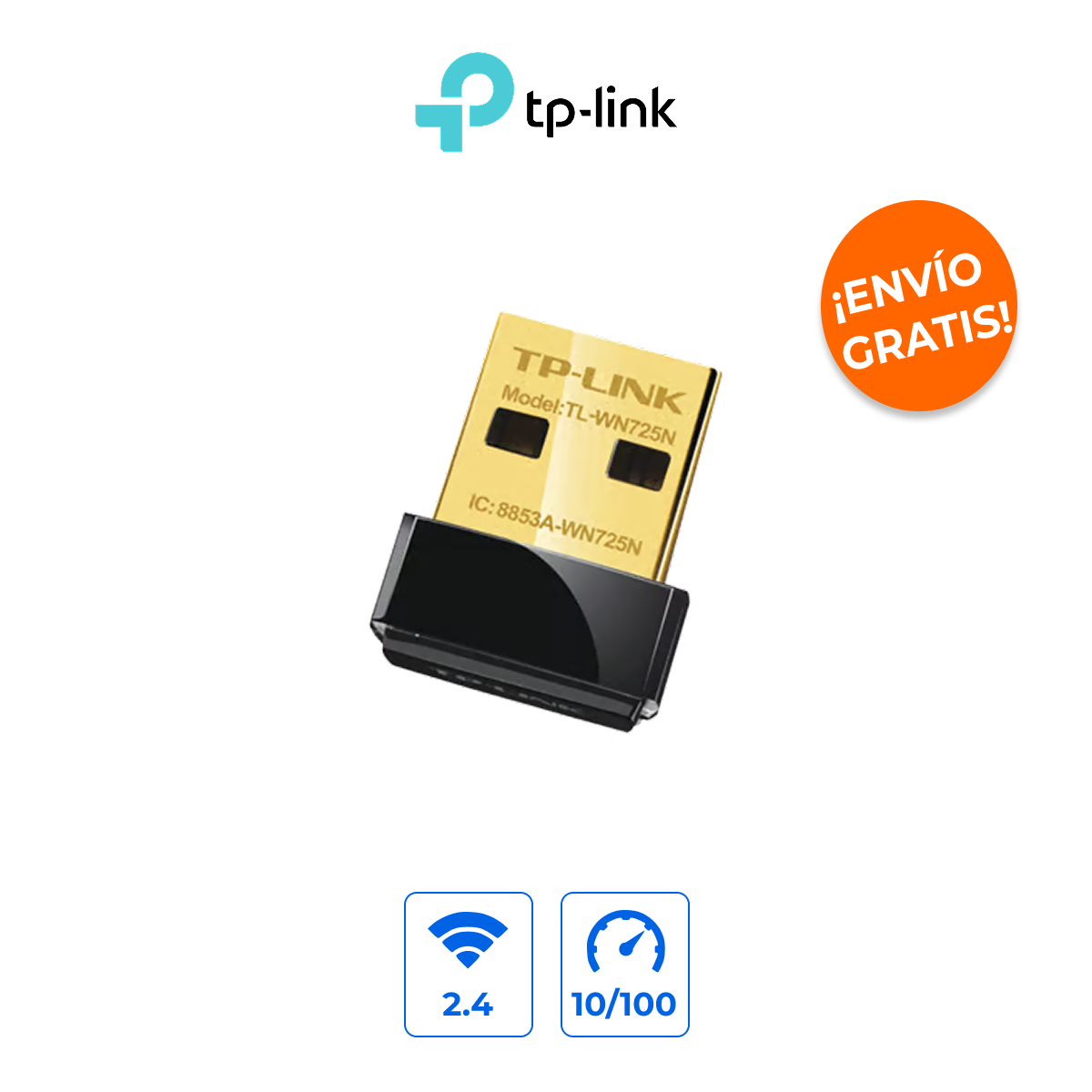 TP-LINK TL-WN725N Adaptador USB Nano Inalámbrico 150Mbps con Antena Interna