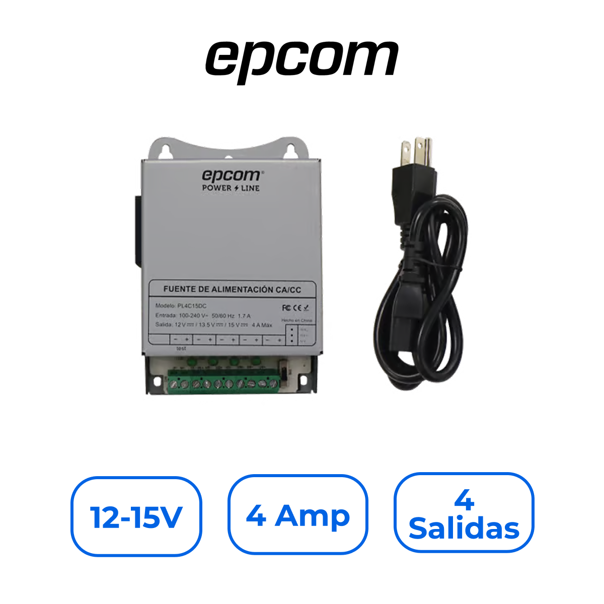 Epcom PL-4C-15DC Fuente Distribuidora Ajustable 12-15V 4A