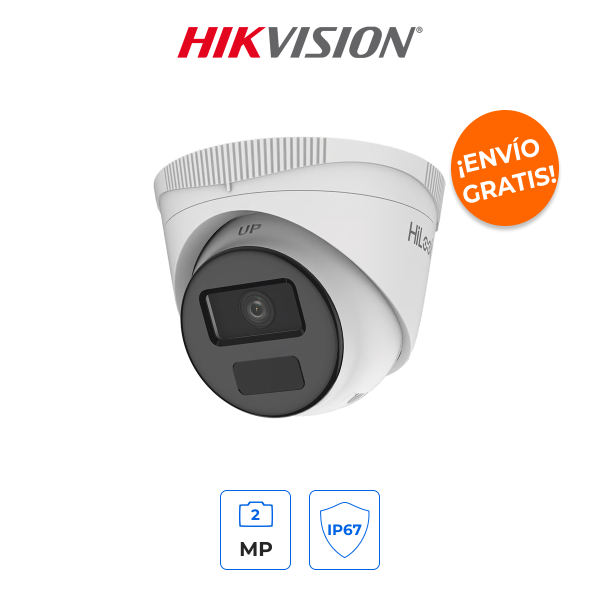 HiLook IPC-T221H-C - Domo IP Turret 2MP (1080p) con Visión Nocturna y Alimentación PoE