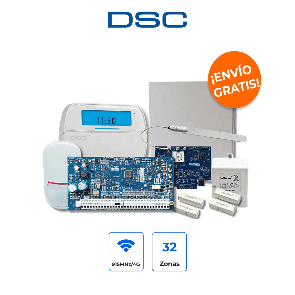 DSC NEO-ICON-IPLTE-SB Kit Alarma 32 Zonas con Comunicador Dual IP/4G y Sensores Cableados