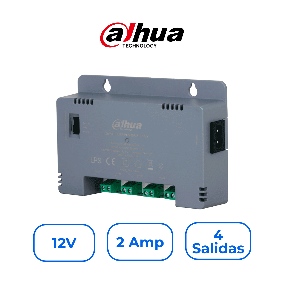Dahua DH-PFM344D-4CH-US Fuente de Poder Distribuidora 12V 2A de 4 Canales