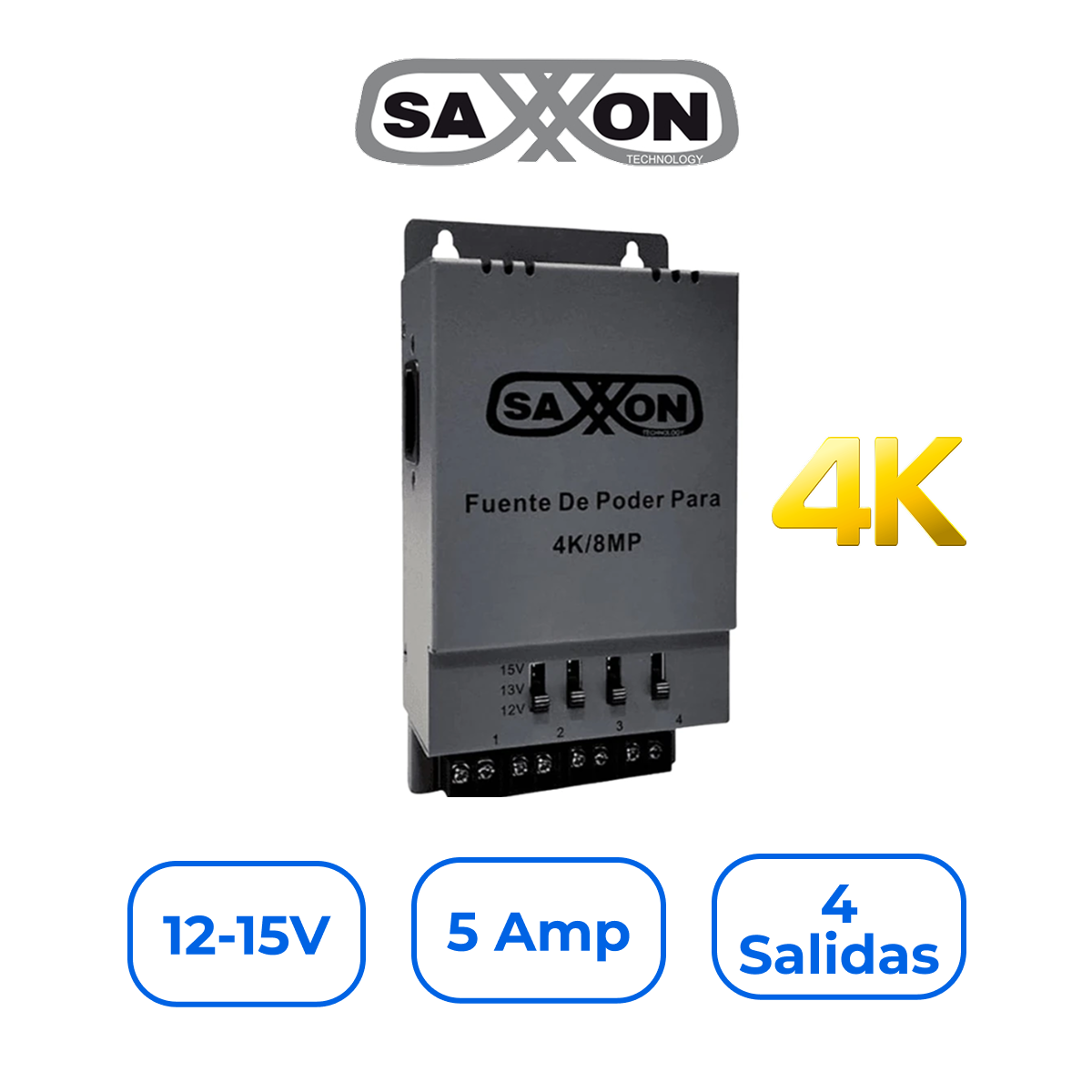 Saxxon PSU1205A-4K Fuente de Poder Regulada Ajustable 12V-15V 5A