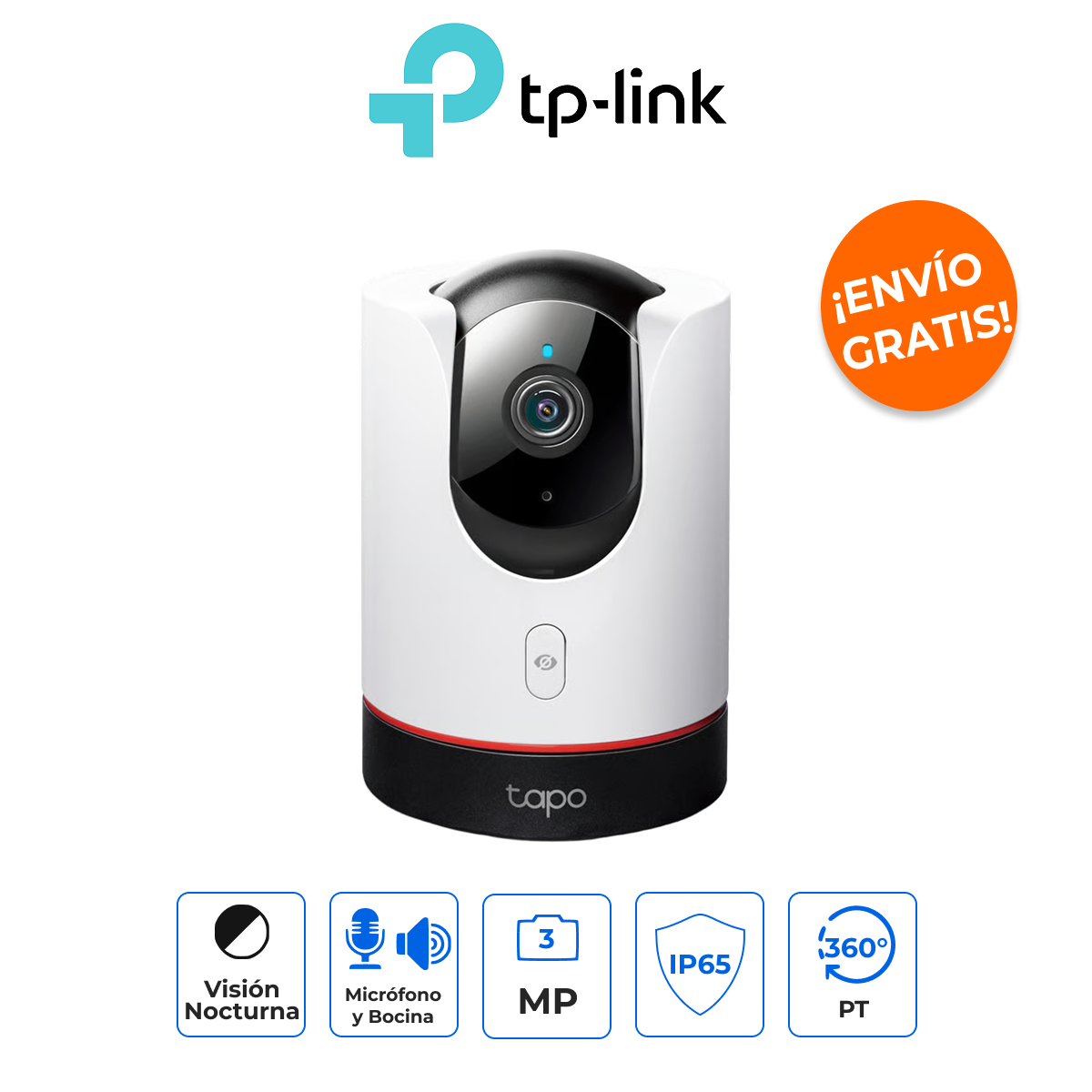 TP-LINK TAPO-C225 - Cámara IP Wi-Fi 6 PTZ 2K QHD (4MP) con Modo Privacidad Físico e Inteligencia Avanzada