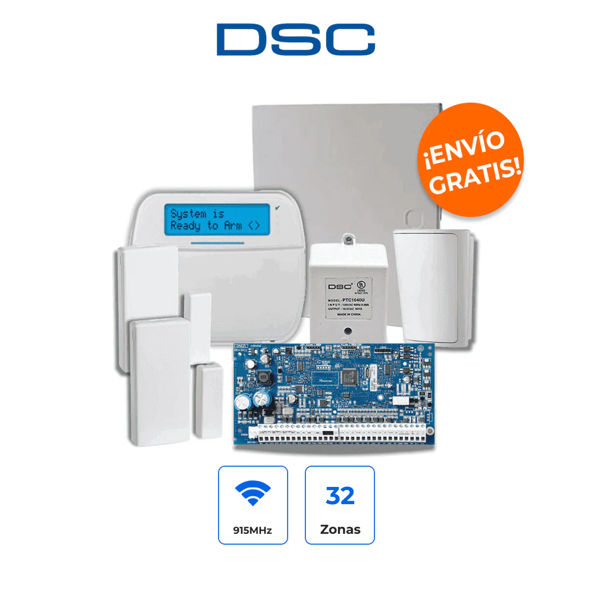 DSC PowerSeries NEO Kit NEO-RF-LCD-SB con 3 Dispositivos Inalámbricos PowerG y Teclado RF