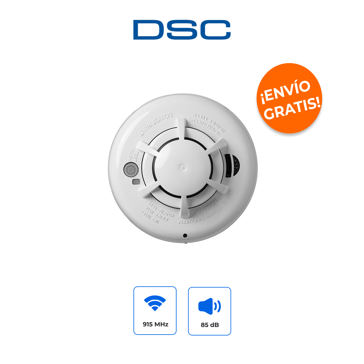 DSC PG9936 Detector Inalámbrico de Humo y Calor con Tecnología PowerG y Alerta de 85dB