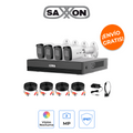 SAXXON SUA-KIT/XVR1E04-I/4-B20M-0280B - Kit Full HD con 4 Cámaras Metálicas de Alta Resistencia