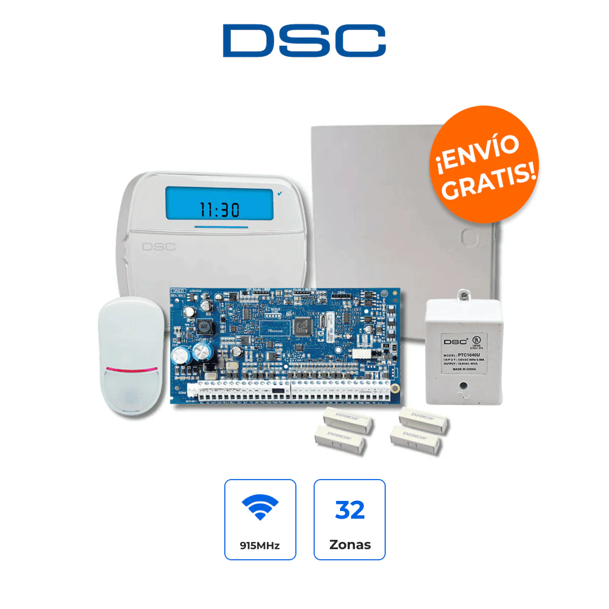 DSC PowerSeries NEO Kit NEO-ICON-SB Alarma 32 Zonas con Sensores Cableados y Teclado de Iconos