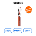 GENESIS 4311-1104/1000 Bobina 305m Cable 2x16 AWG 100% Cobre para Incendio Riser Rojo