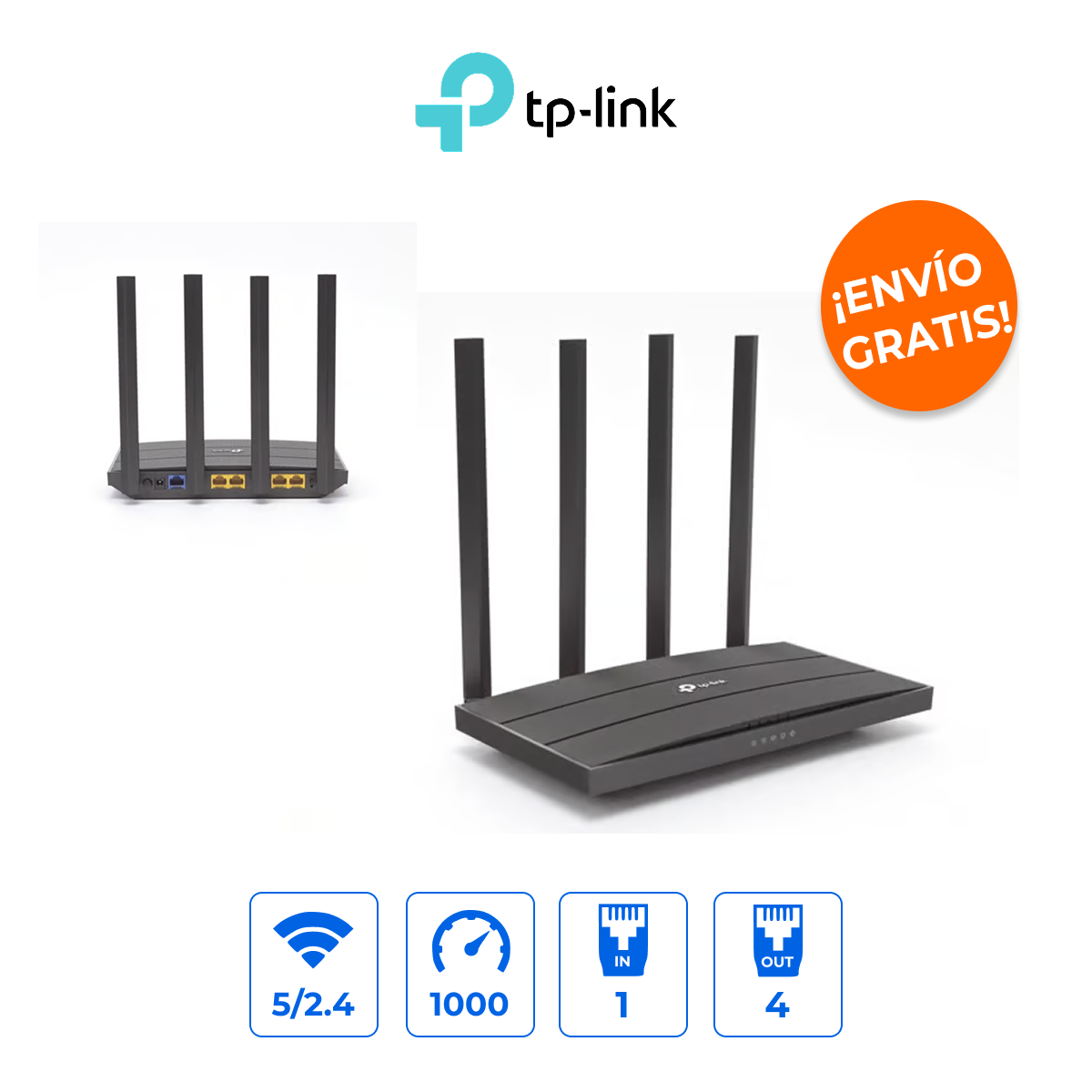 TP-LINK ARCHERC6 Router Gigabit WiFi 5 AC1200 MU-MIMO con Tecnología OneMesh