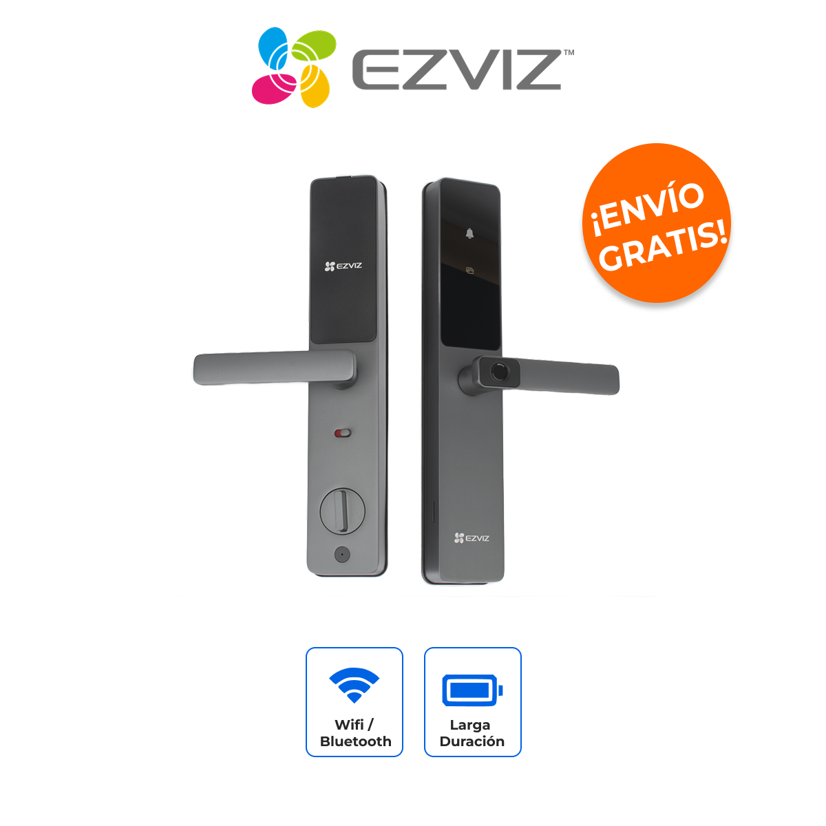EZVIZ CS-DL05-R200 Cerradura Inteligente WiFi con Huella, Códigos Temporales y Exterior IP65