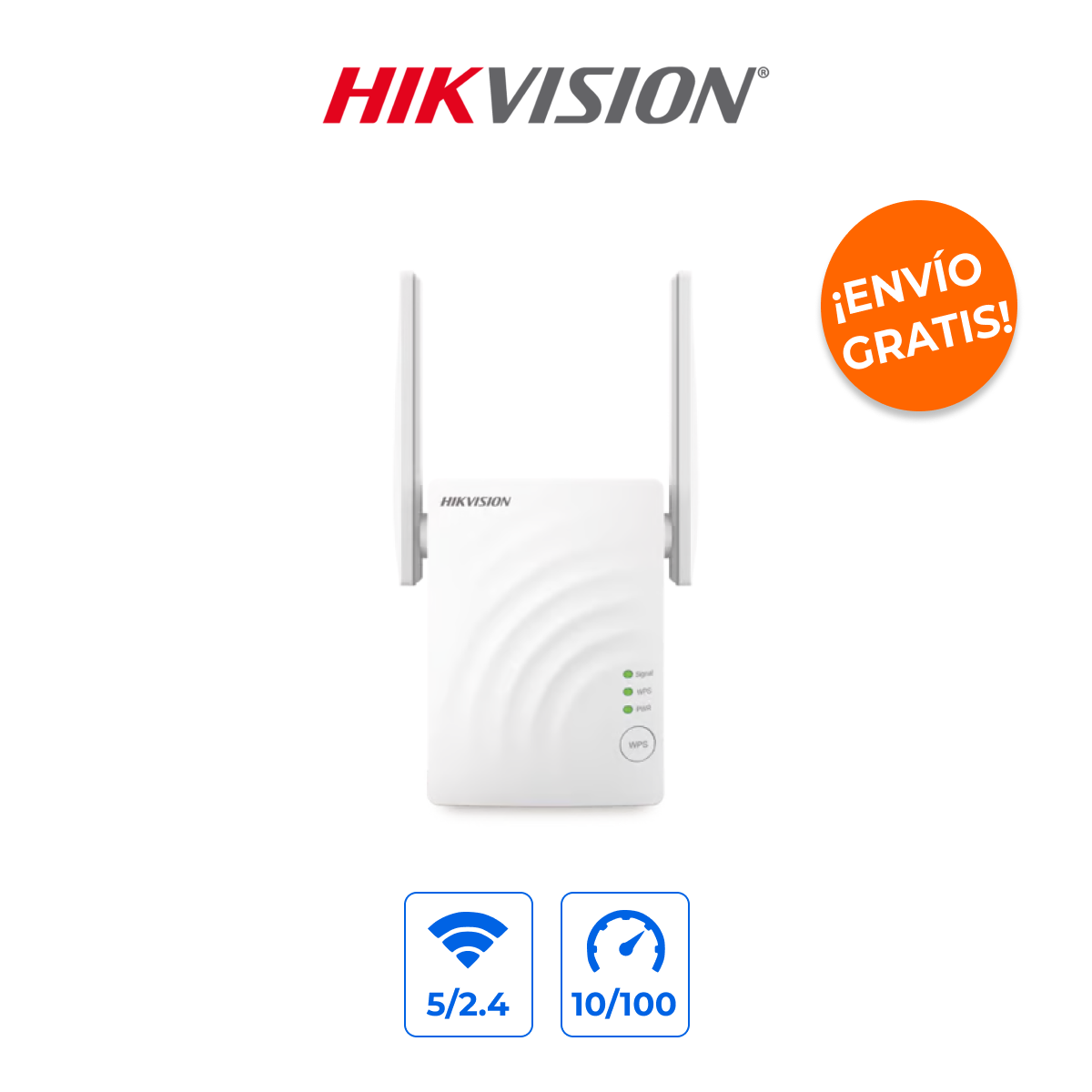 HIKVISION DS-3WRE12C Extensor WiFi Doble Banda 1200Mbps AC con Antenas de 3dBi