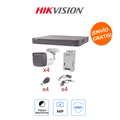 HIKVISION KH1080P4BW Kit de Seguridad 4 Canales 2MP con 4 Cámaras Bala e Instalación Profesional