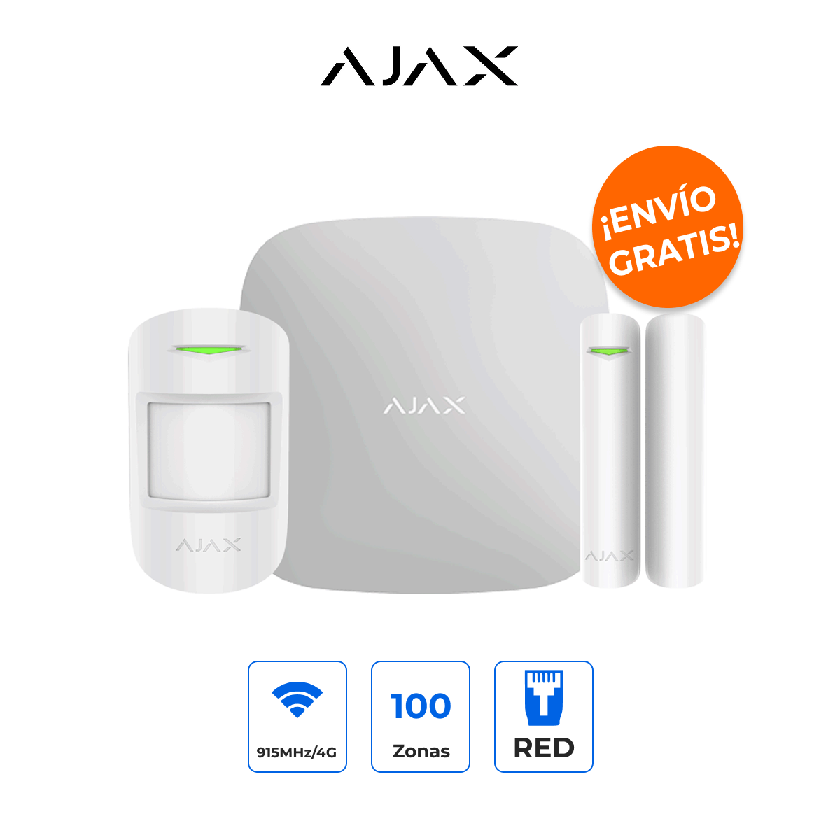 AJAX KIT STARTER Sistema de Alarma Hub 2 Plus con Sensores Inteligentes y Conectividad Total