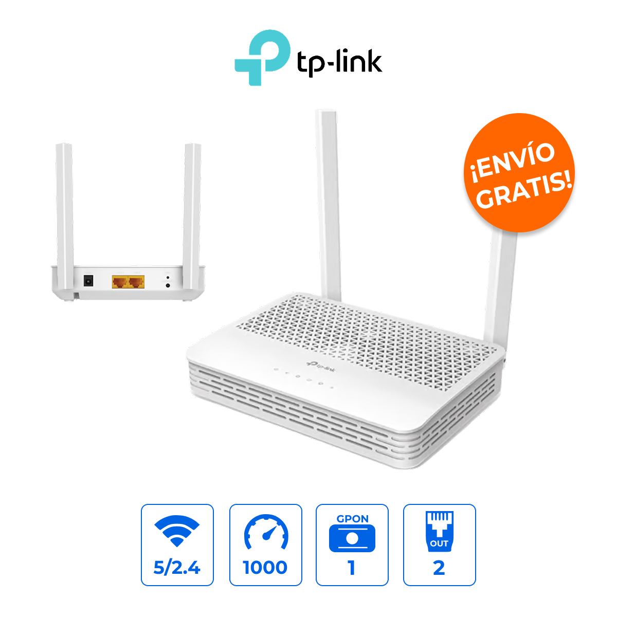 TP-LINK XC220G3 Terminal ONU XPON WiFi AC1200 Gigabit con Soporte AgiNet y Gestión Remota