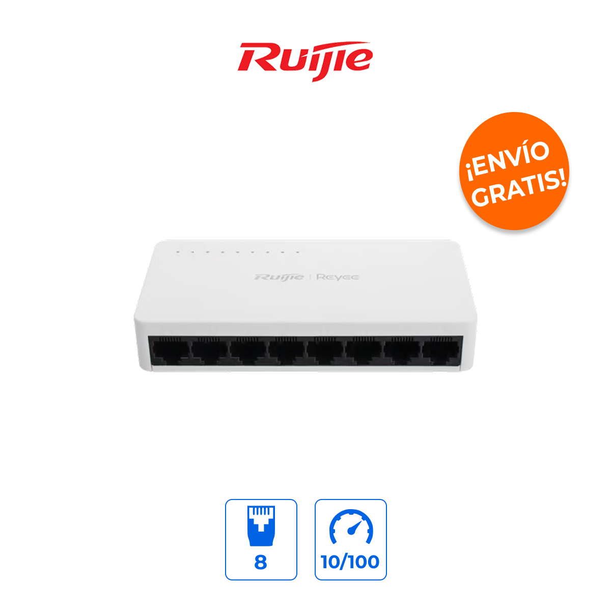 Ruijie RG-ES08F Switch 8 Puertos 10/100 App y Nube