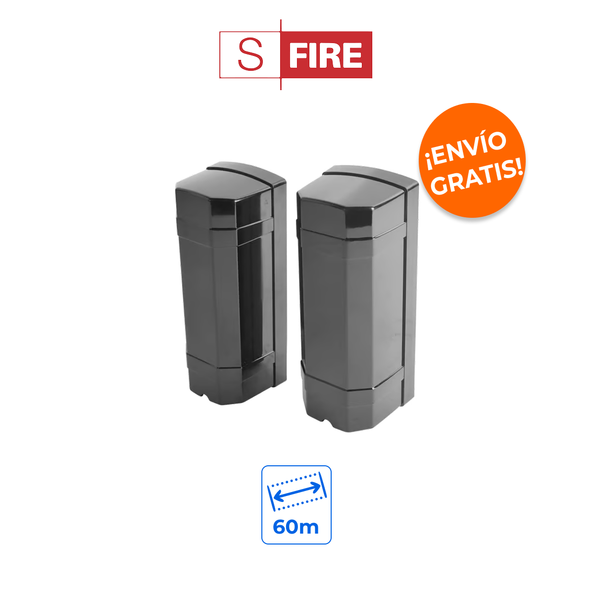 SFIRE SF60P Barrera Infrarroja de Doble Rayo 60m Exterior con 4 Frecuencias y Protección IP65