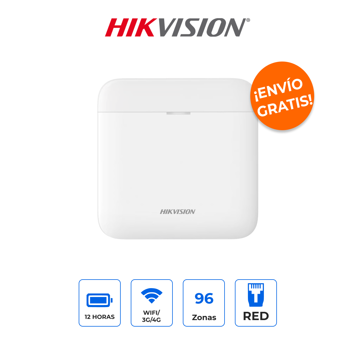 Hikvision DS-PWA96-M-WB - Panel de Alarma Inalámbrico AX PRO con 96 Zonas y Conectividad Híbrida