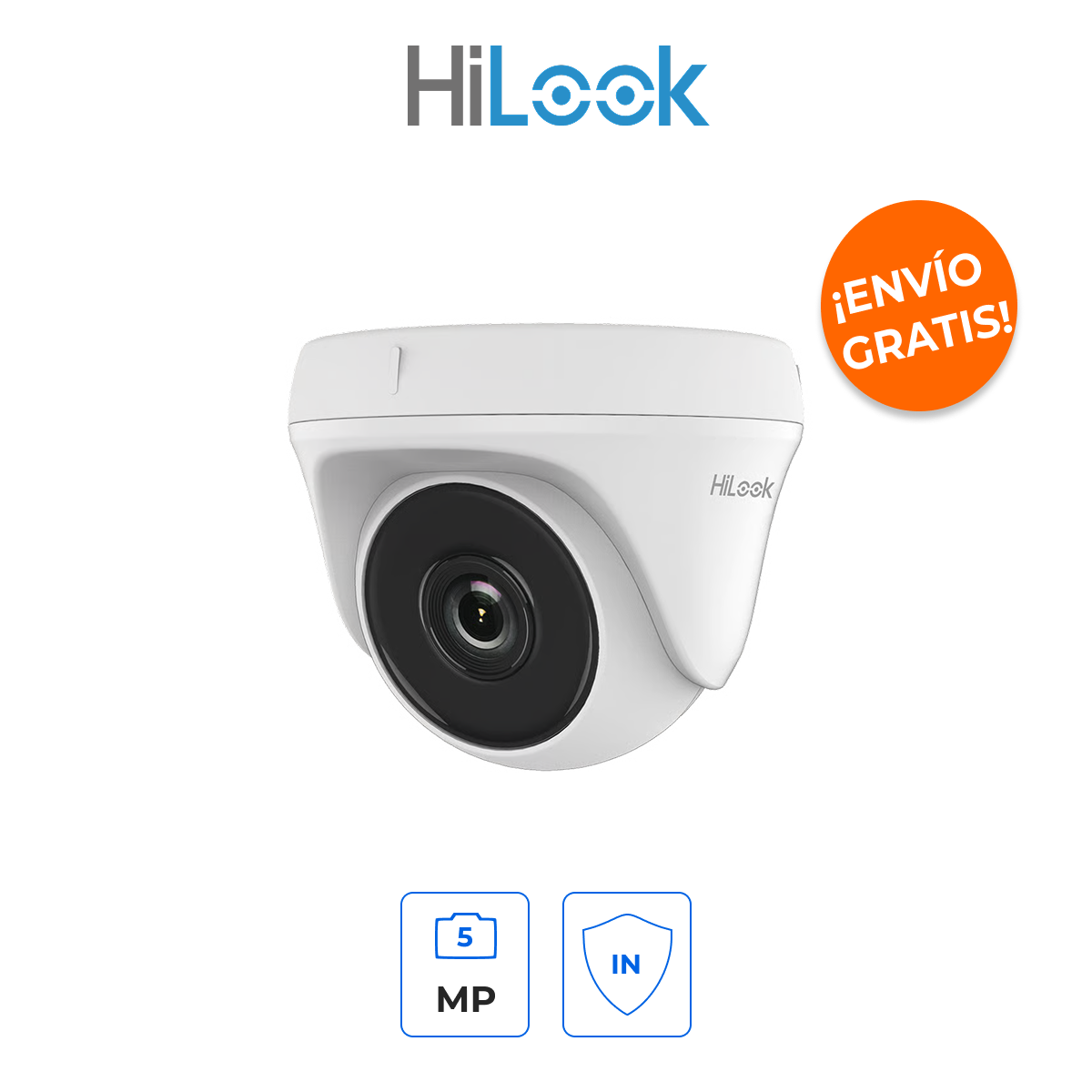 HILOOK THC-T150-P Cámara Turret TurboHD 5MP con Lente 2.8mm y Visión Nocturna IR EXIR 20m