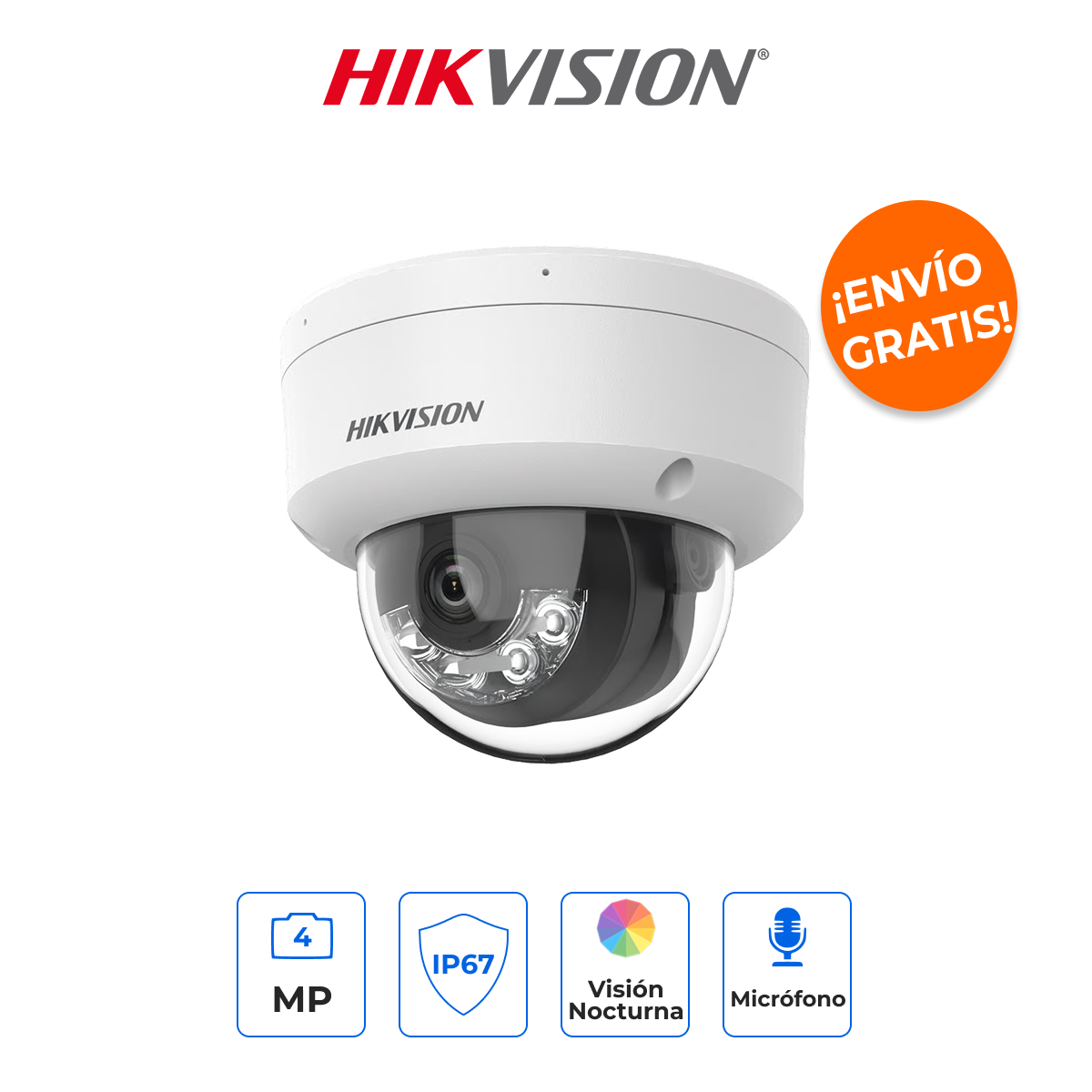 Hikvision DS-2CD1143G2-LIUF - Domo IP Antivandálico 4MP con Luz Dual Inteligente y Motion Detection 2.0