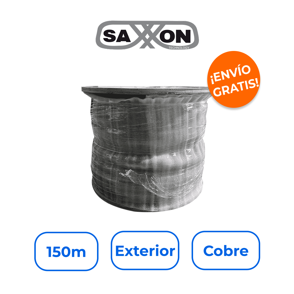 Saxxon OFTPCAT5ECOPE150N Bobina Cable FTP Cat5e 100% Cobre 150m Blindado