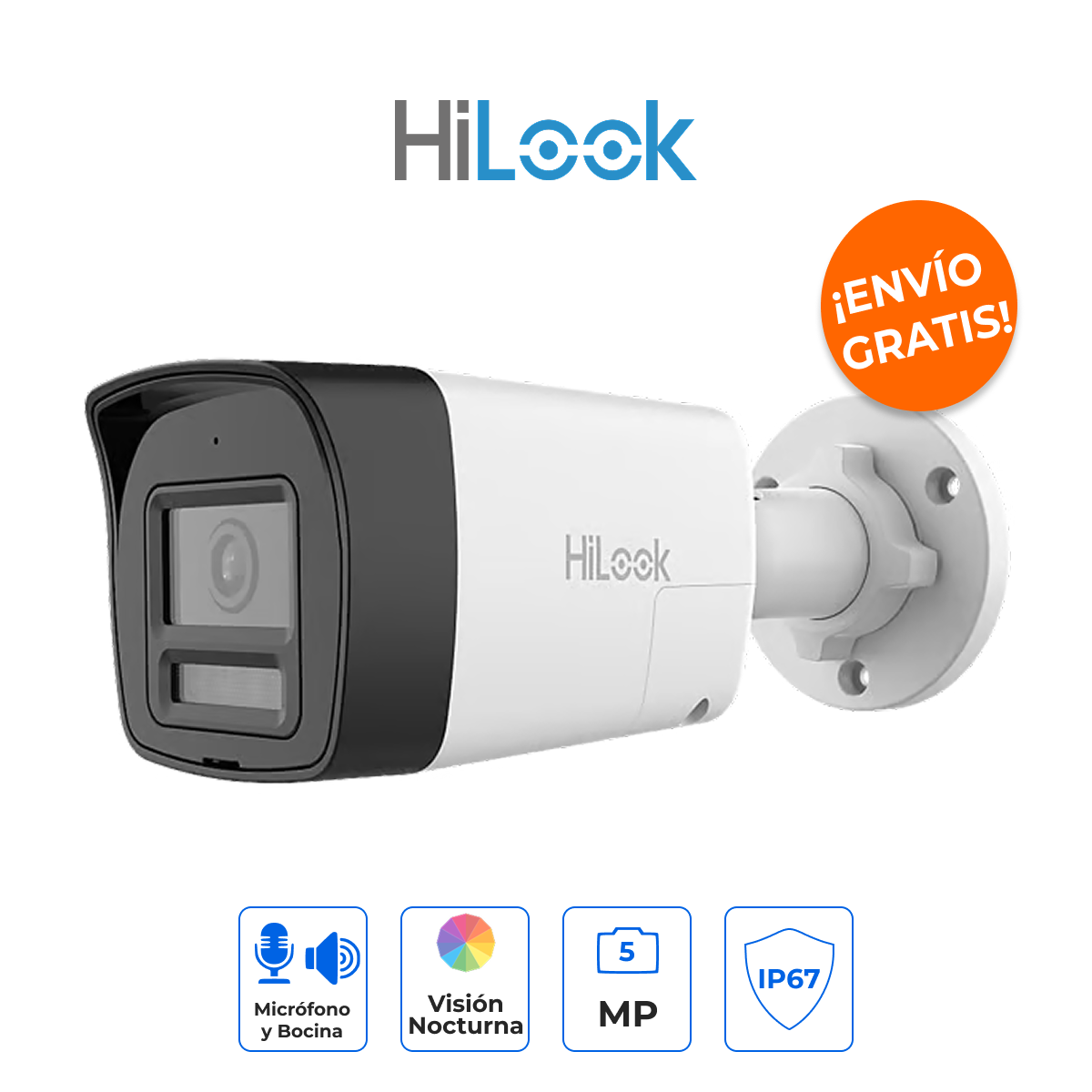 HiLook THC-B157-LTS Cámara 5MP Dual Light Audio Bidireccional IP67