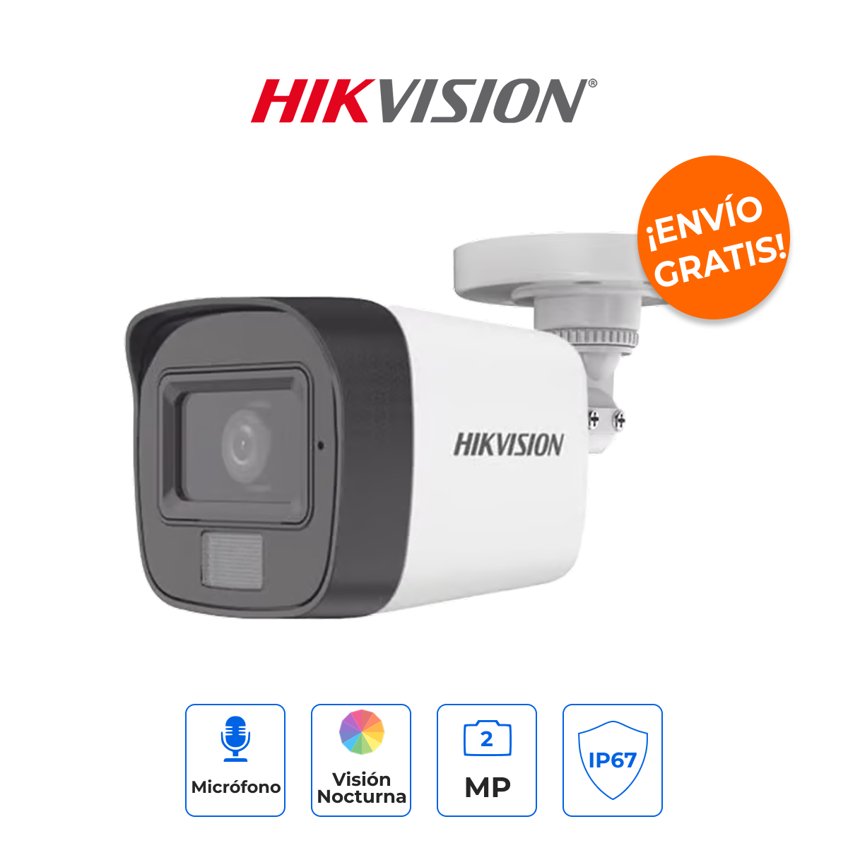 Hikvision DS-2CE16D0T-LFS Cámara Bullet 2MP Dual Light Audio IP67
