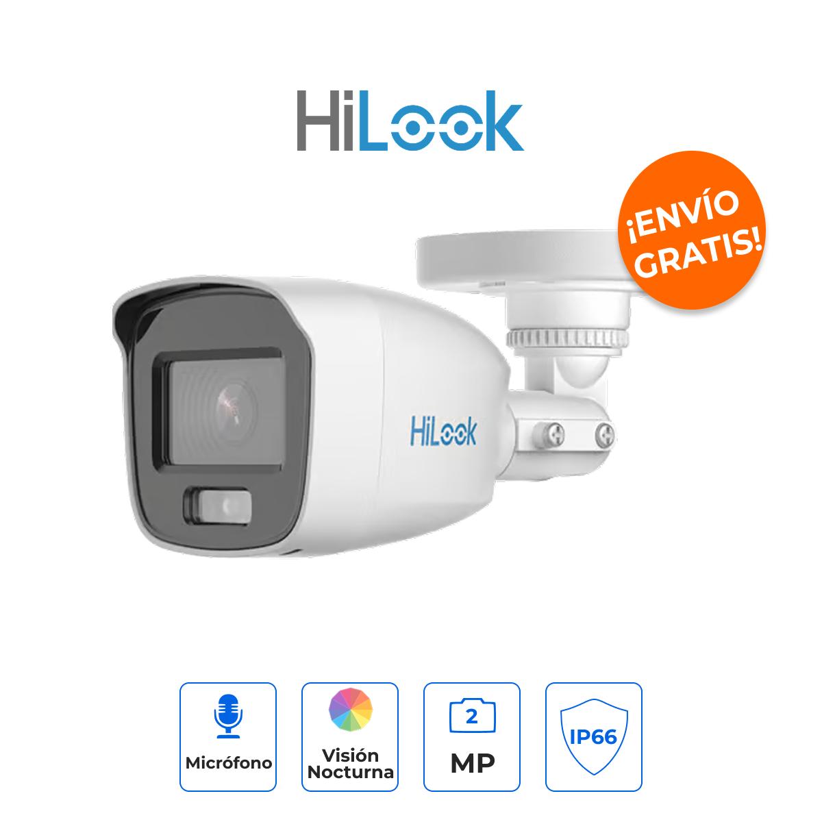 HiLook THC-B129-PS Cámara Bullet 2MP Dual Light Audio IP67