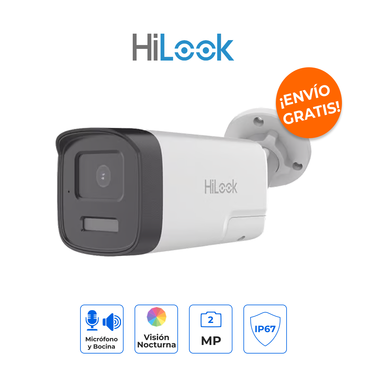 Hikvision THC-B227-LTS Cámara 2MP Dual Light Audio Bidireccional Lente 3.6mm IP67