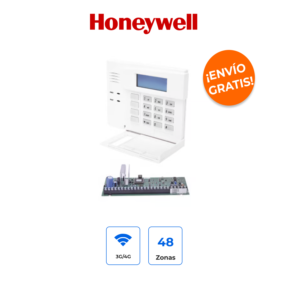 HONEYWELL VISTA48PCB/6150 Panel de Alarma 48 Zonas con Teclado de Palabras Fijas