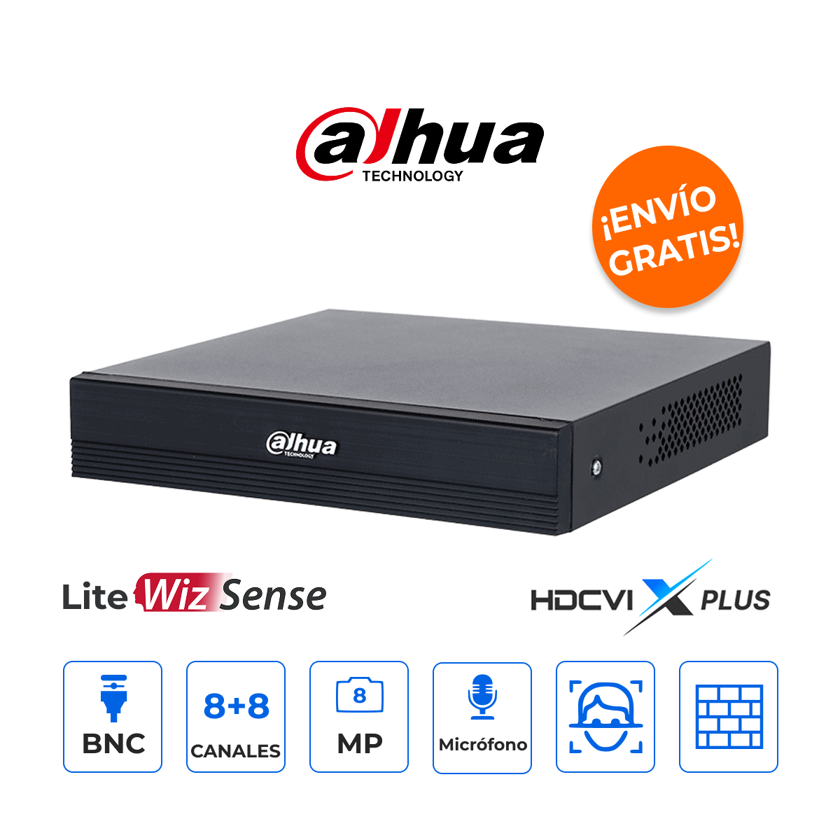 Dahua DH-XVR5108HS-4KL-I3 XVR 8CH Análogo + 8 IP 4K IA Facial H.265+