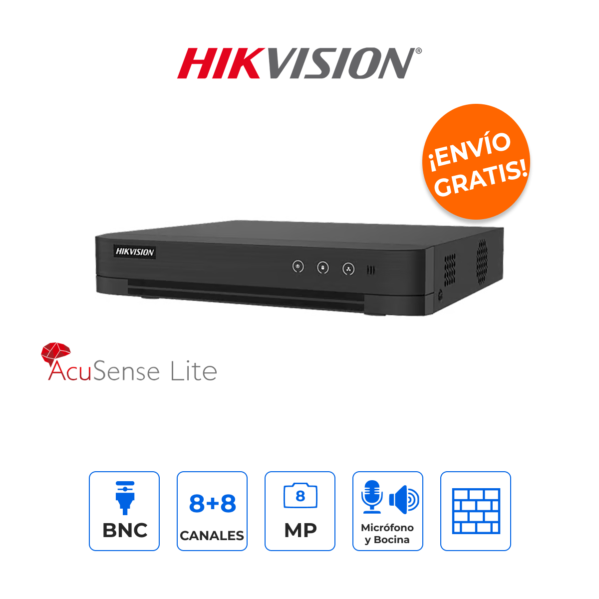 Hikvision iDS-7208HUHI-M1/T DVR 8CH(8MP) + 8 IP(8MP) IA H.265+ Audio